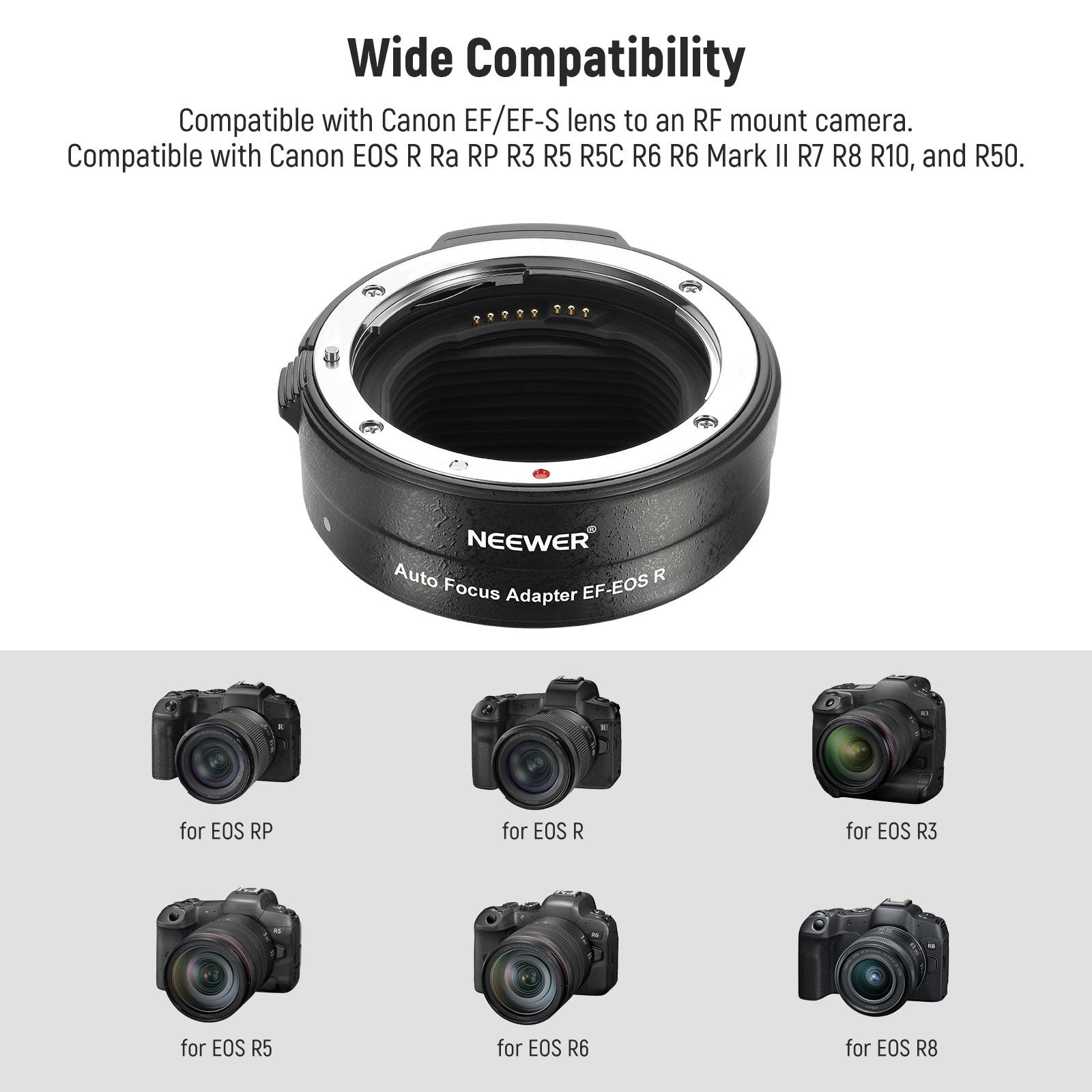 NEEWER EF-EOS Rマウントアダプター EF/EF-Sレンズ-RFマウントカメラ