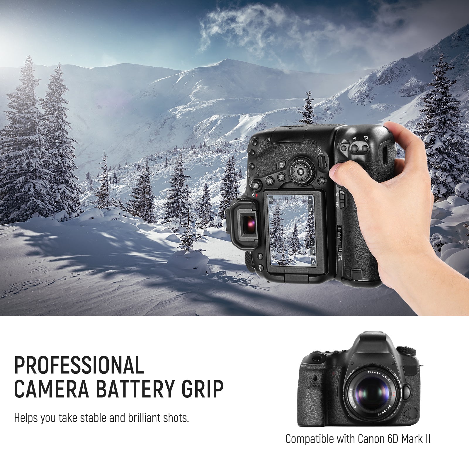 NEEWER BG-E21 Battery Grip Replacement For Canon 6D Mark II DSLR