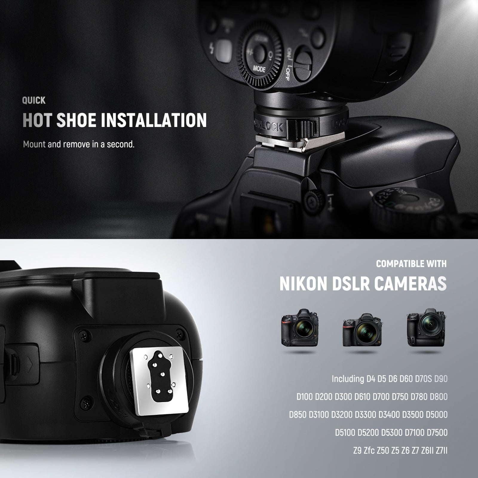 NEEWER Z1-N TTL Round Head Flash Speedlite for Nikon DSLR Cameras
