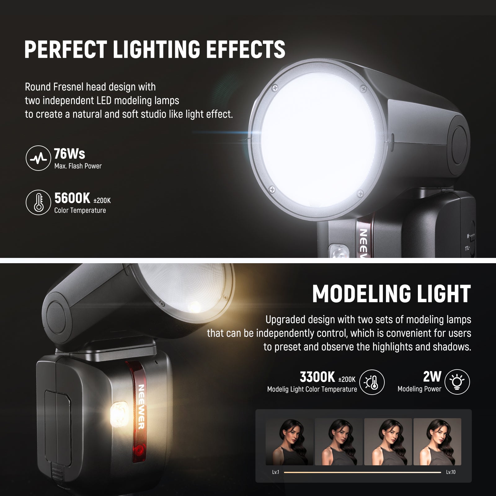 Godox V1-C Round Head Camera Flash Speedlite Flash for Canon, TTL Flash  Speedlight, 2.4G 1/8000s HSS 76Ws, 10 Level LED Modeling Lamp, 480 Full  Power