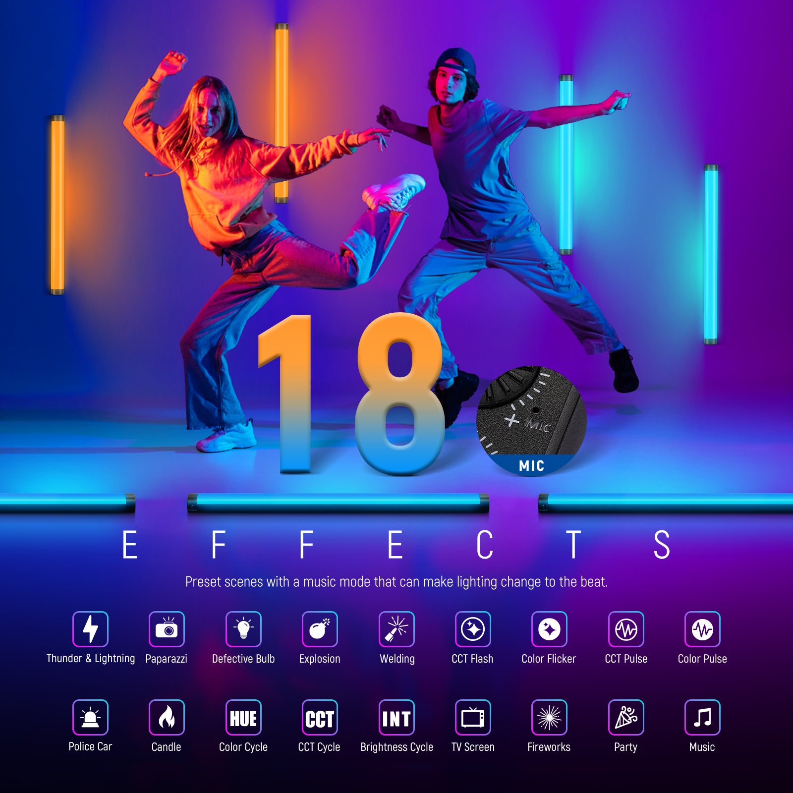 NEEWER TL60 RGB Tube Light | Handheld LED Light