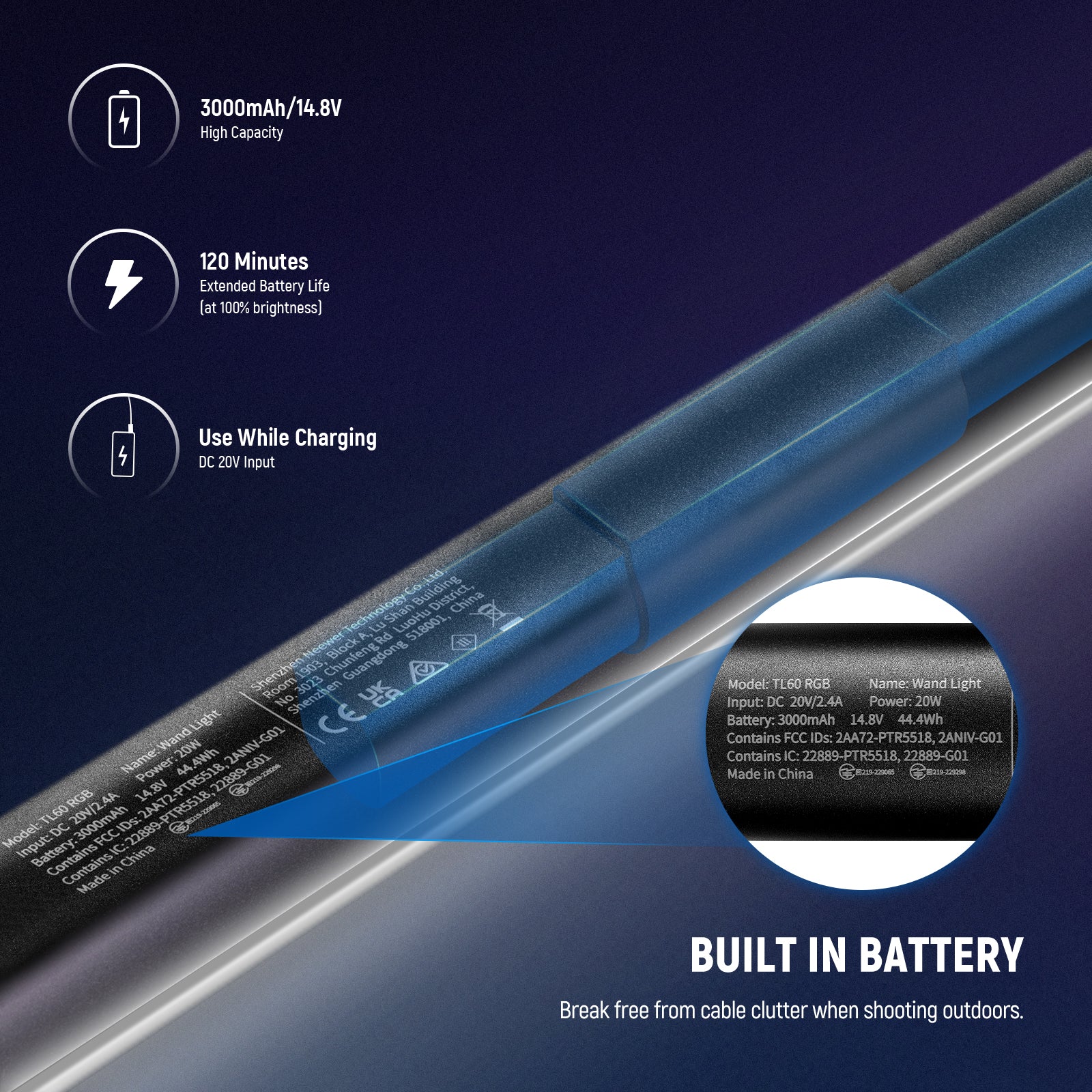 NEEWER TL60 RGB Tube Light | Handheld LED Light