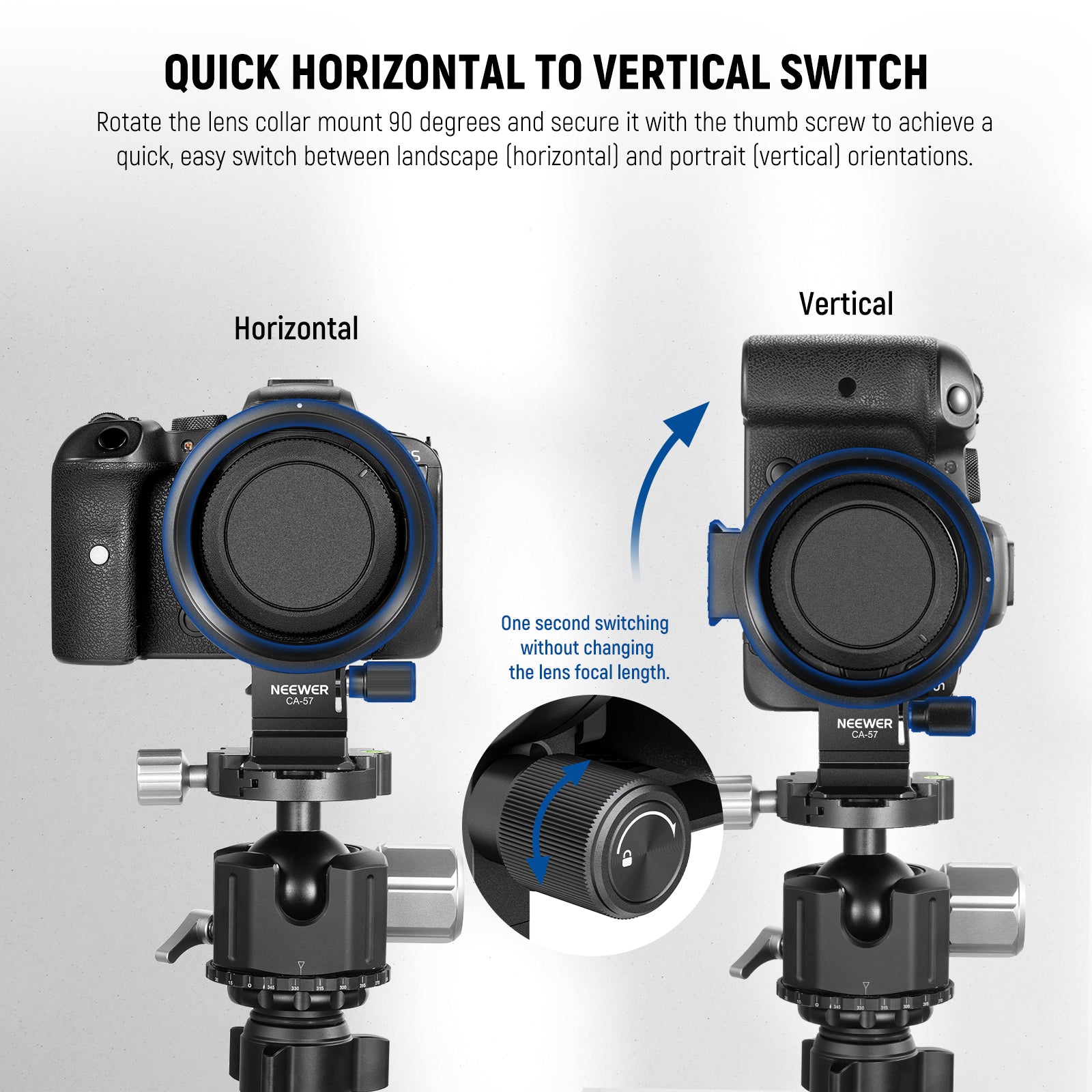 NEEWER Rotatable Camera Lens Collar Mount Plate