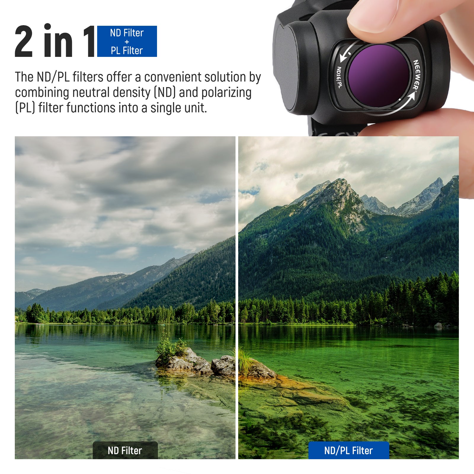 NEEWER FL-P7 Filter Set (ND/PL+UV+CPL) for DJI Pocket 3 / Pocket 4