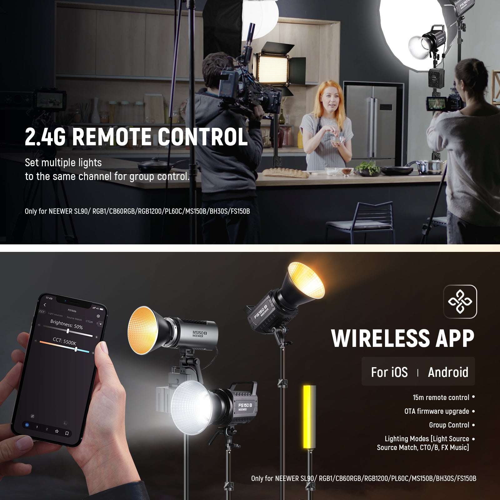 NEEWER FS150B Bi-Color Video Light | LED Continuous Light