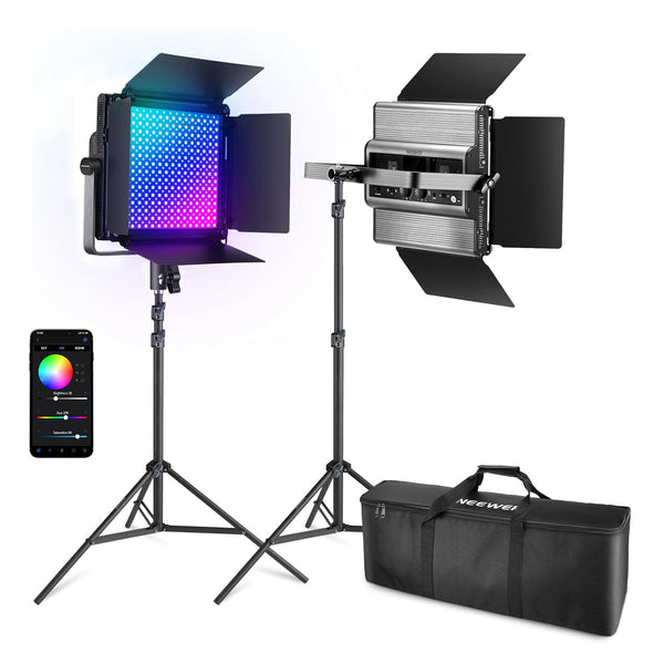 2 Pack NEEWER RGB1200 LED Panel Light | RGB Video Light