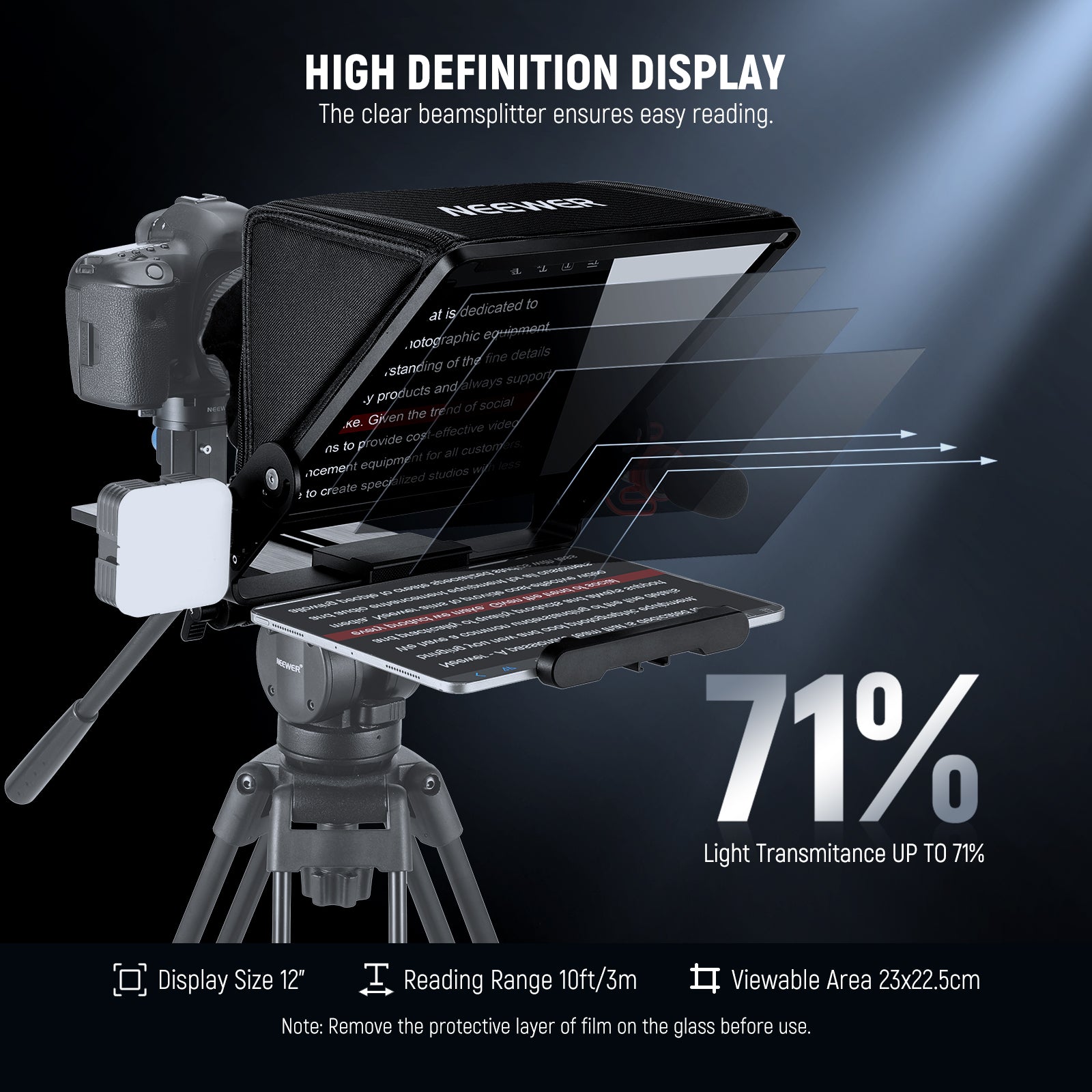 NEEWER X12II Tablet/Camera Prompter | Video Teleprompter