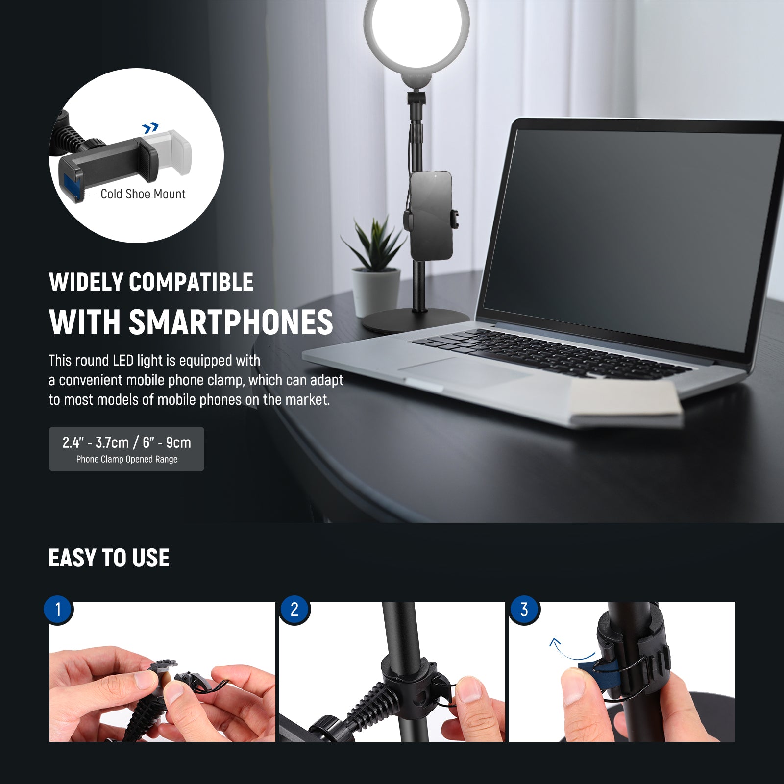 NEEWER R06 Phone Selfie Light Kit | Small Desk Ring Light