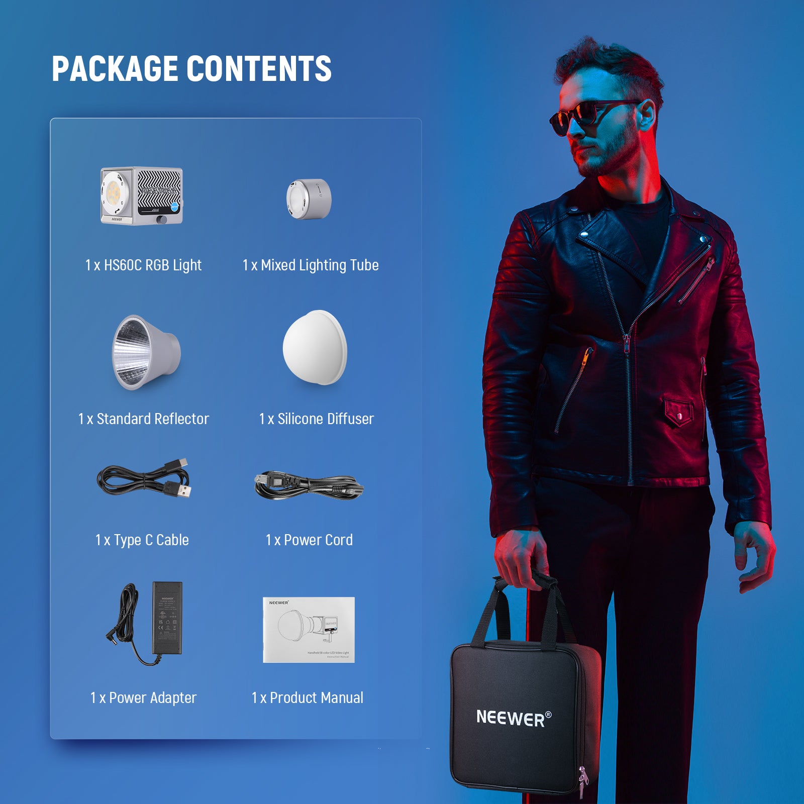 NEEWER HS60C Portable LED Video Light | Mini RGB Light