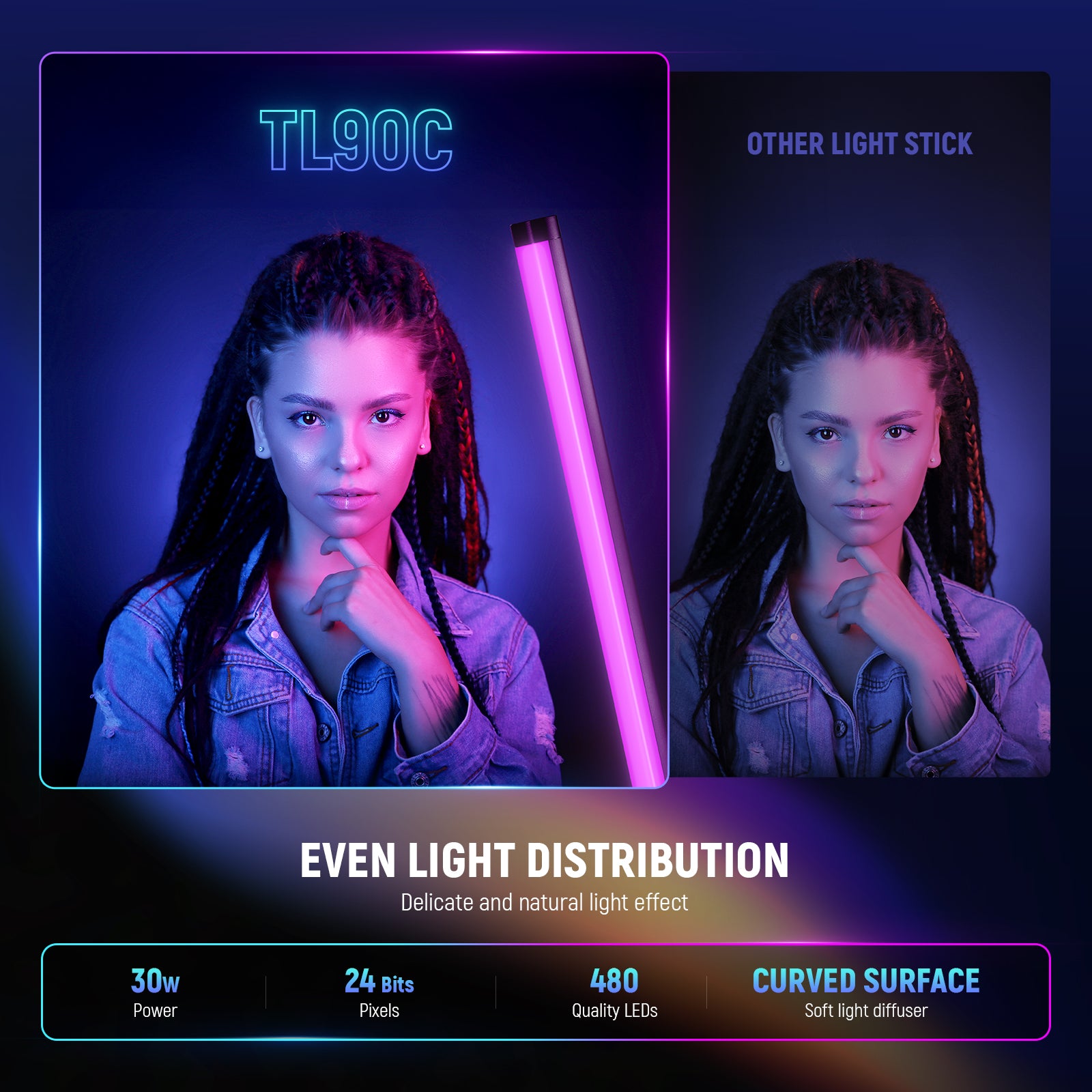 NEEWER TL90C 30W RGB Tube Light | LED Light Stick