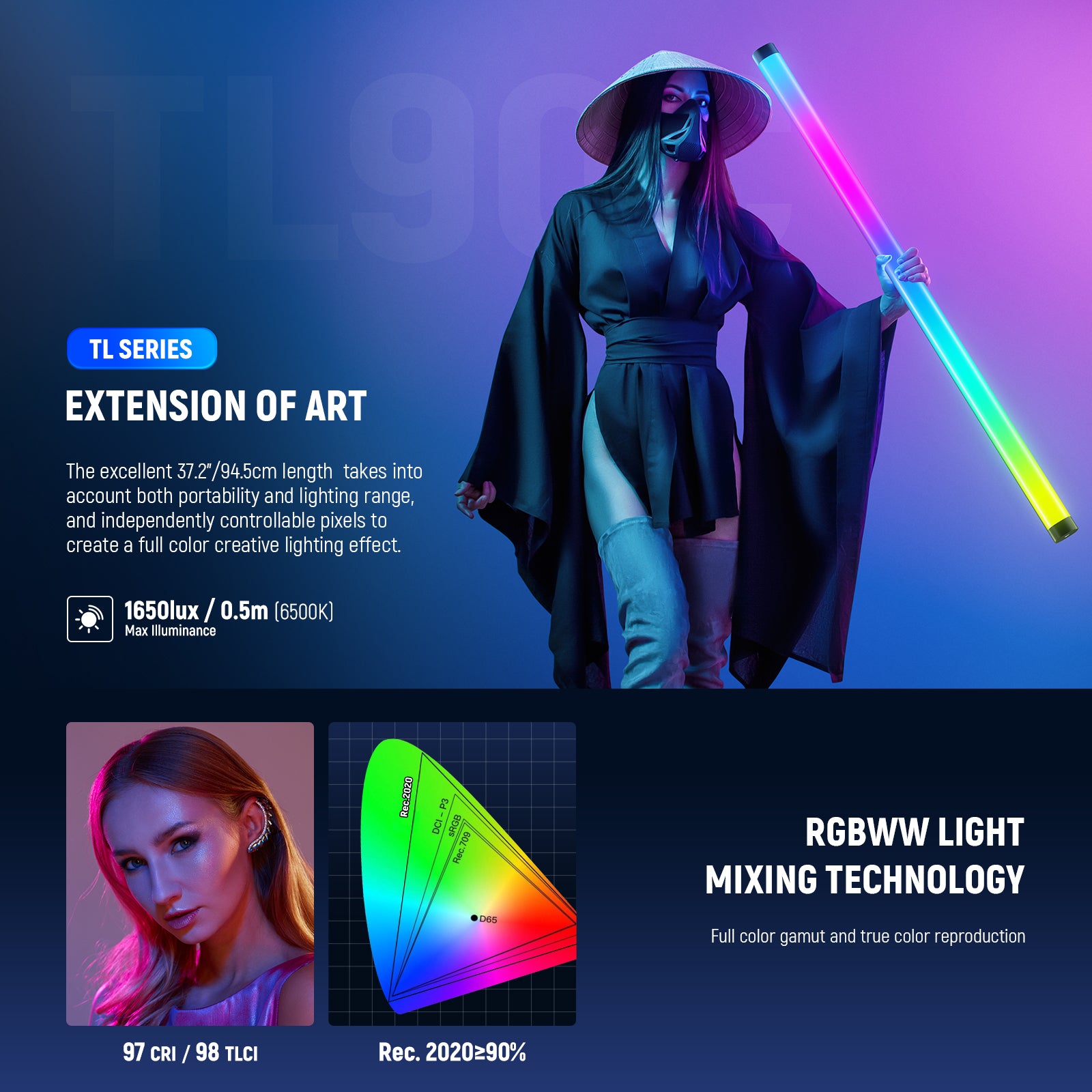 NEEWER TL90C 30W RGB Tube Light | LED Light Stick