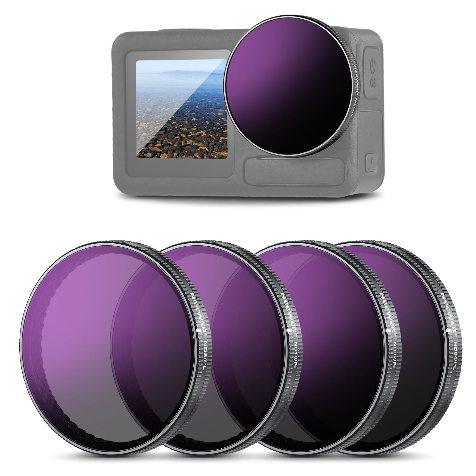 NEEWER FL-A76 4-Pack Lens Filter Set for DJI Osmo Action 3/4/5 Pro
