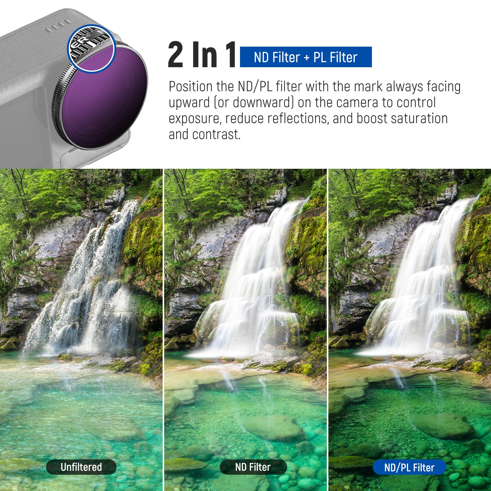 NEEWER FL-A76 4-Pack Lens Filter Set for DJI Osmo Action 3/4/5 Pro