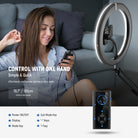 NEEWER RH12B selfie circle halo ring light can be controlled with one hand.