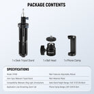 Package Contents of the NEEWER ST45B Adjustable Desktop Tripod Stand