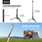 NEEWER PA991 Selfie Stick Tripod is easily adjusted from 32cm to 147cm