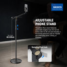 NEEWER ST009 Phone Floor Stand features adjustable heights from 48.5cm to 80cm.