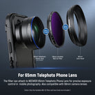 NEEWER 58mm Variable ND2-32 Filter for 65mm Telephoto Phone Lens