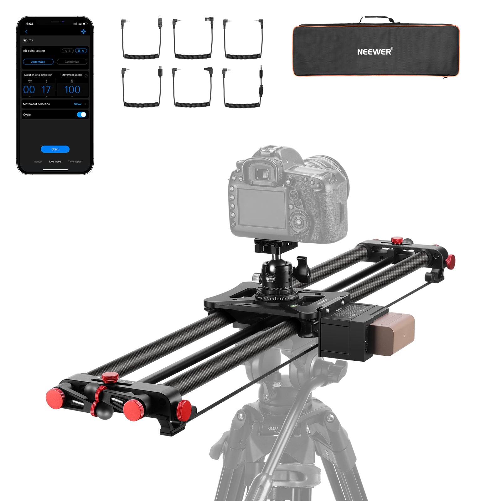 NEEWER ER1 Motorized Camera Slider with NP-F750 Battery