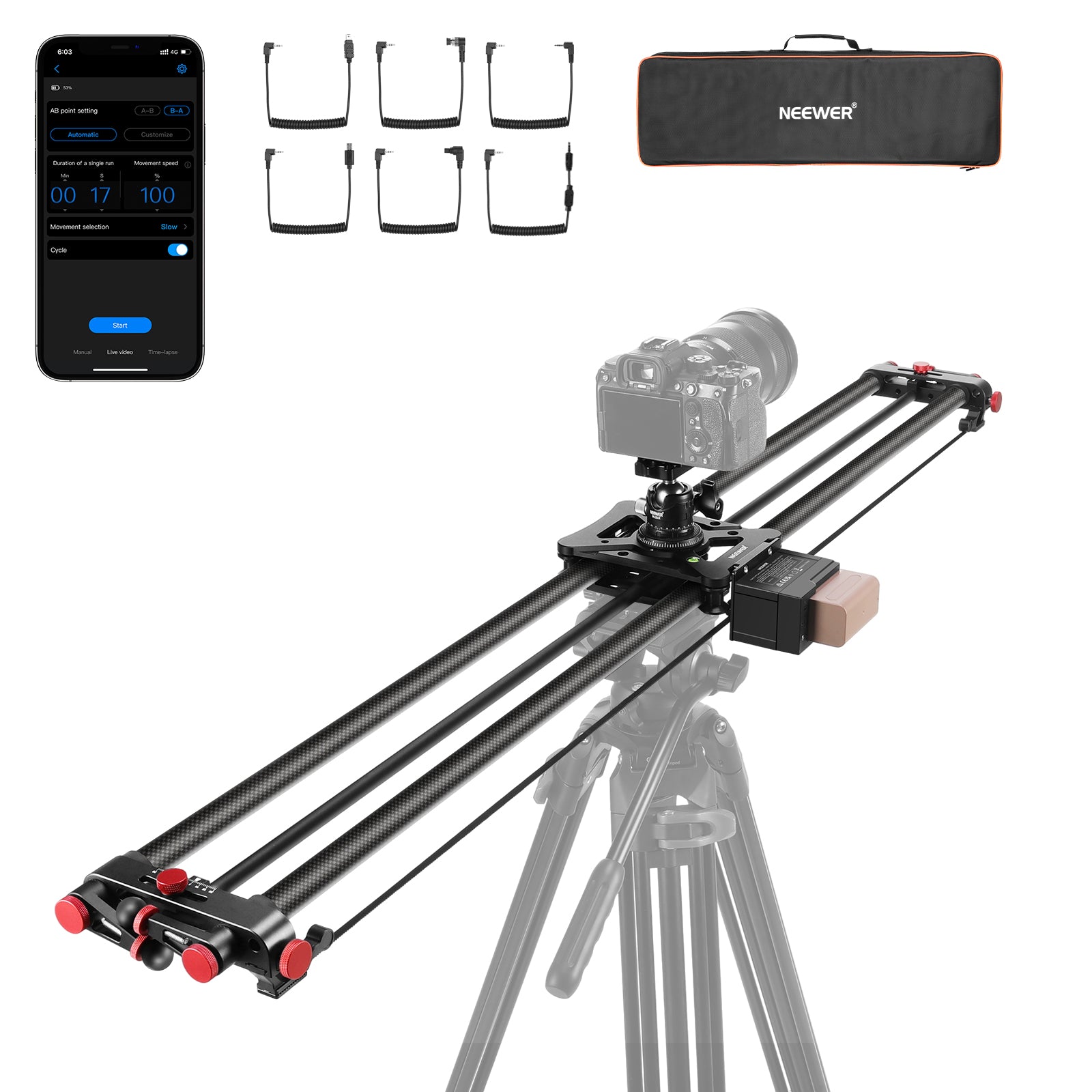 NEEWER ER1 Motorized Camera Slider with NP-F750 Battery