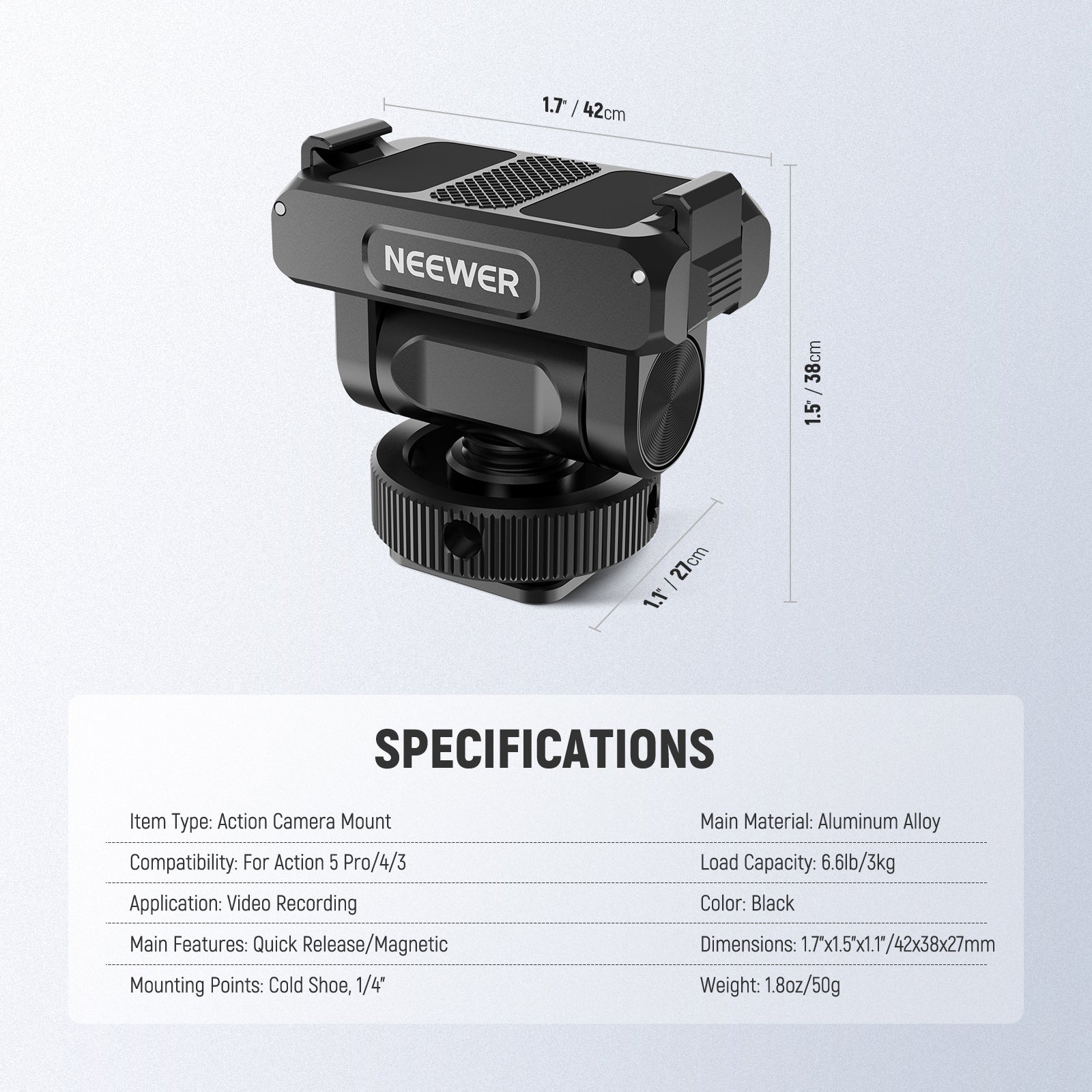 NEEWER AC012 Magnetic Action Camera Mount Adapter For DJI