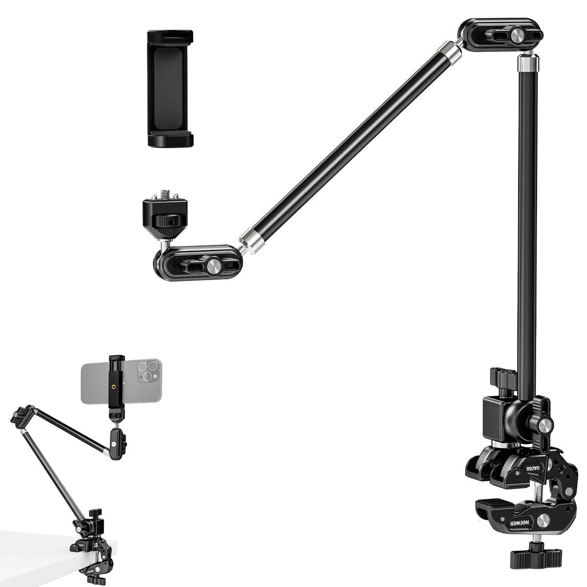 Soporte Articulado Con Rótulas Brazo Mágico Articulado Nitze N50-G2 Con Rótulas Dobles - Para Cámara, Monitor, Luz, Micrófono, Tornillo 1/4"-3/8" Soporte Cámara Monitor LED Micrófono