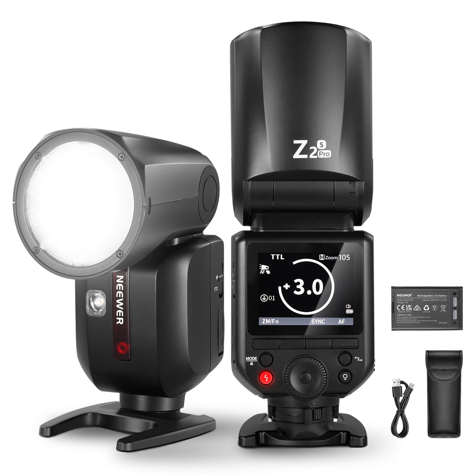 NEEWER Z2PRO 76Ws TTL Round Head Speedlite Flash