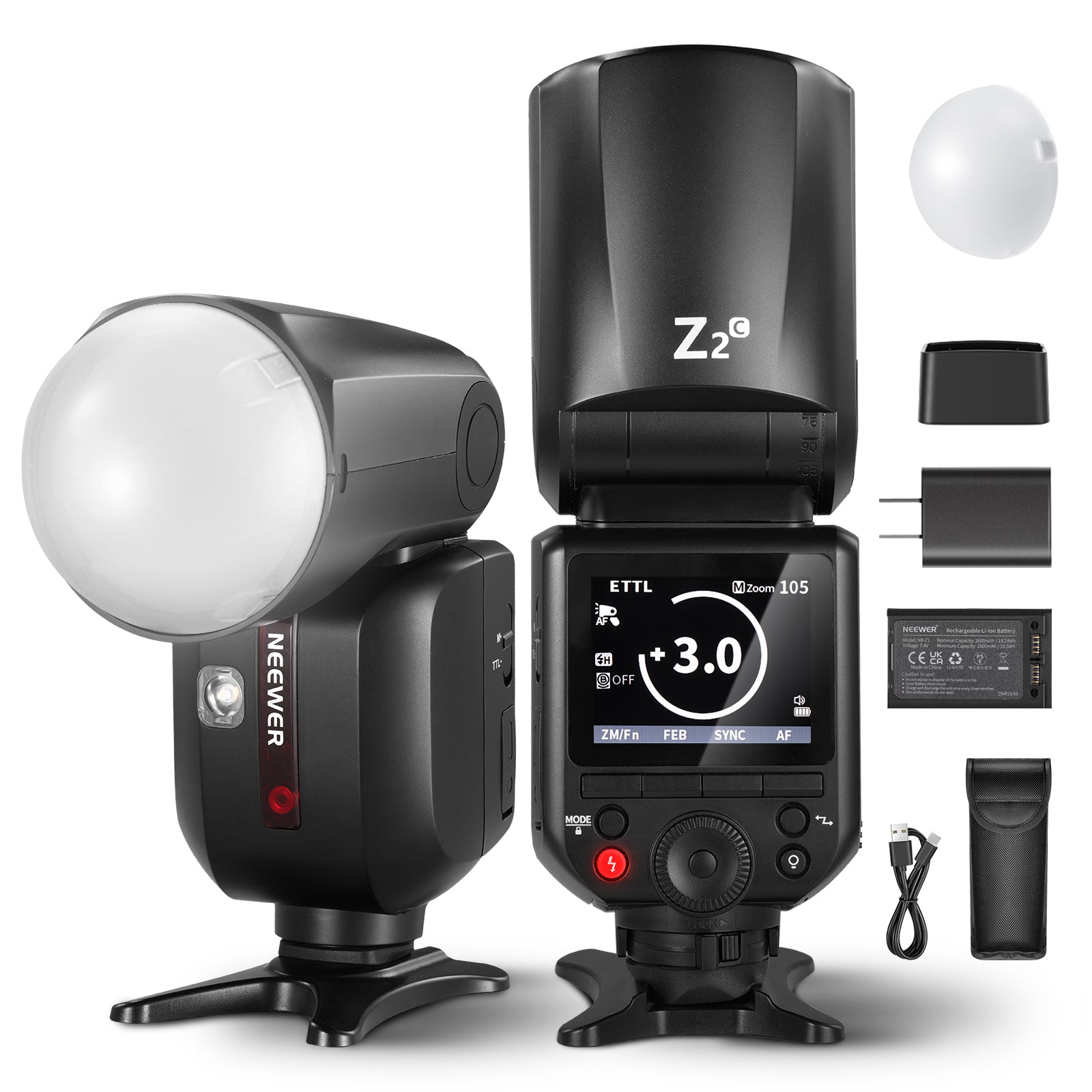 NEEWER Z2-C TTL Round Head Flash Speedlite For Canon
