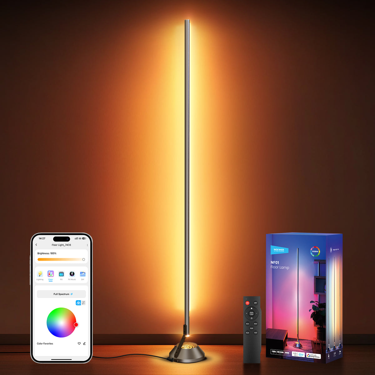 NEEWER NF01 RGBW Corner Floor Lamp מנורת רצפה חכמה לפינה - תמונת מוצר