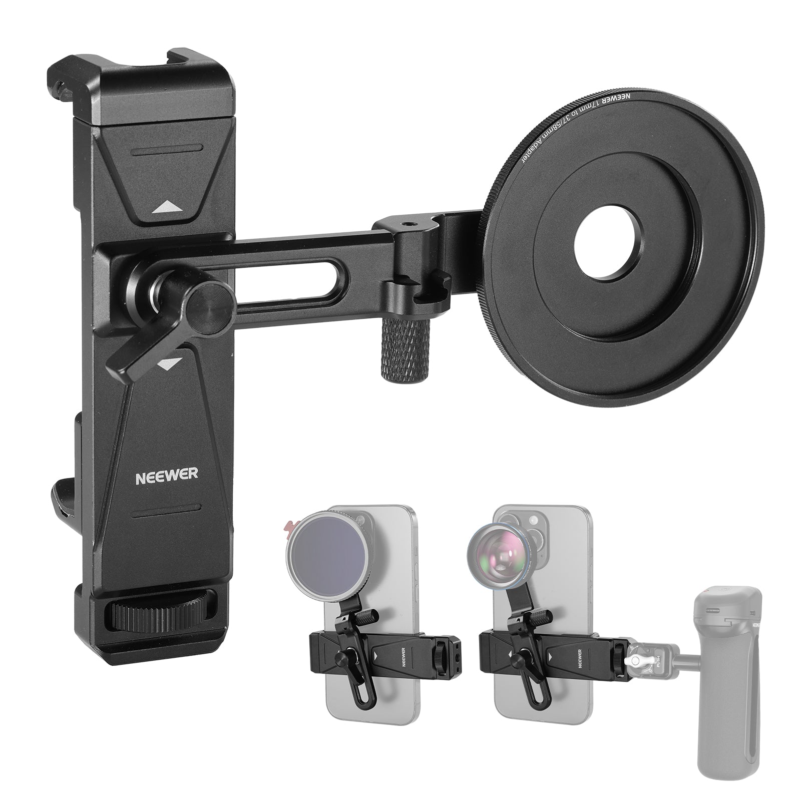 NEEWER PA047 Phone Holder with Lens Mount & Filter Adapter