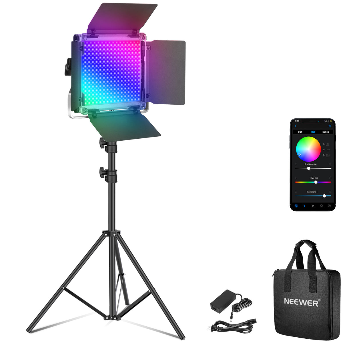 Neewer Rgb Light NEEWER RGB660 Pro 50W APP Control RGB LED Video Light