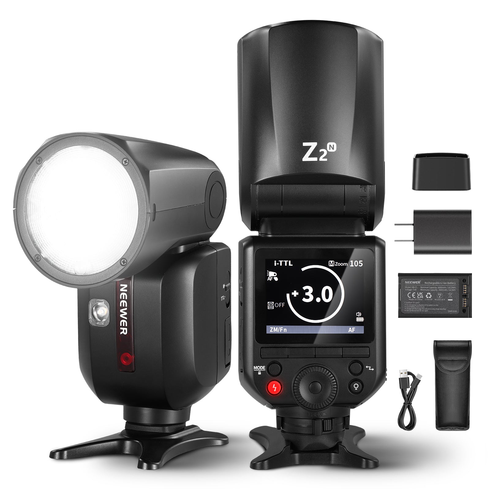 NEEWER Z2 TTL Round Head Flash Speedlite For Canon, Magnetic Flash Head &  Wide Compatibility