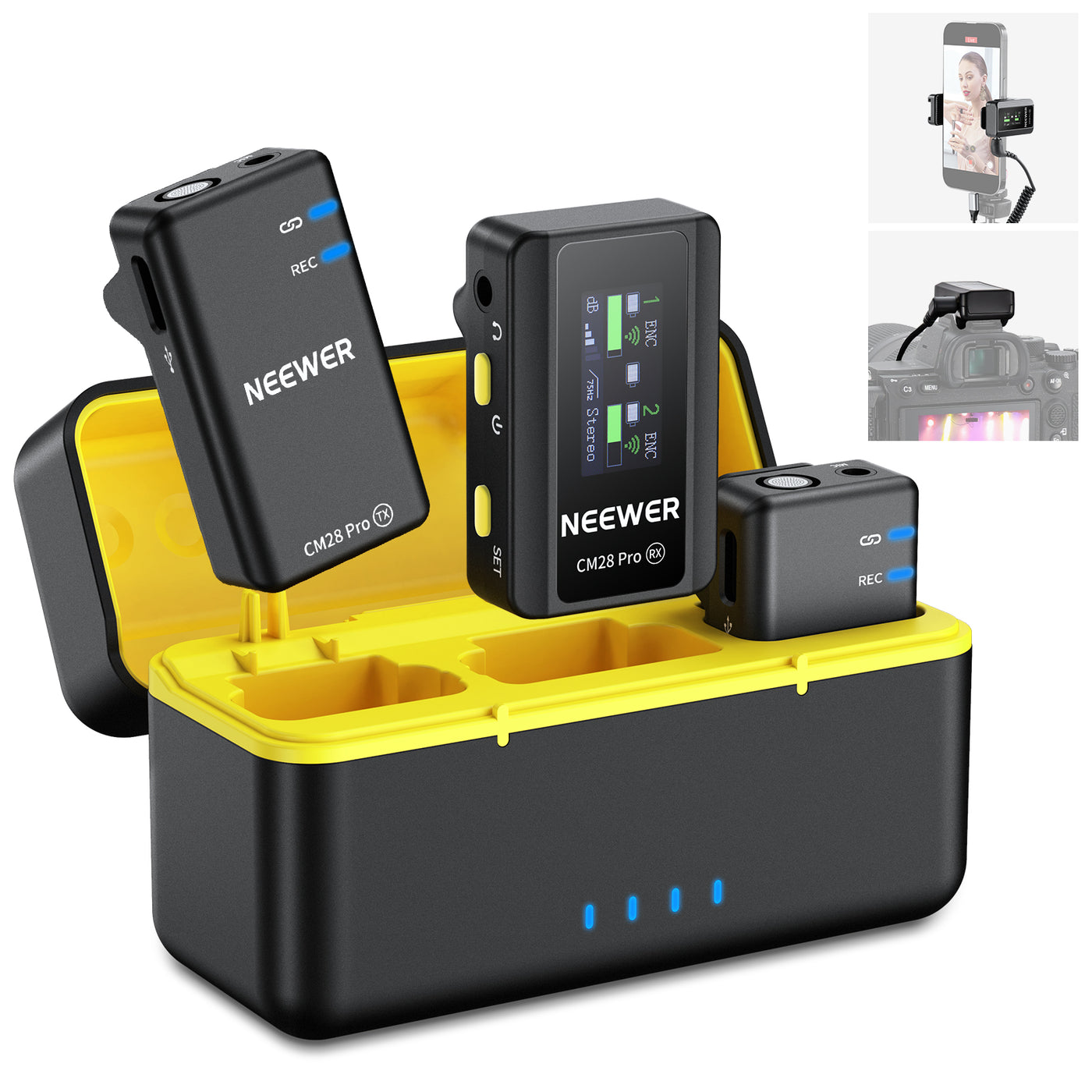 NEEWER CM28 PRO Wireless Mic System with Charging Case