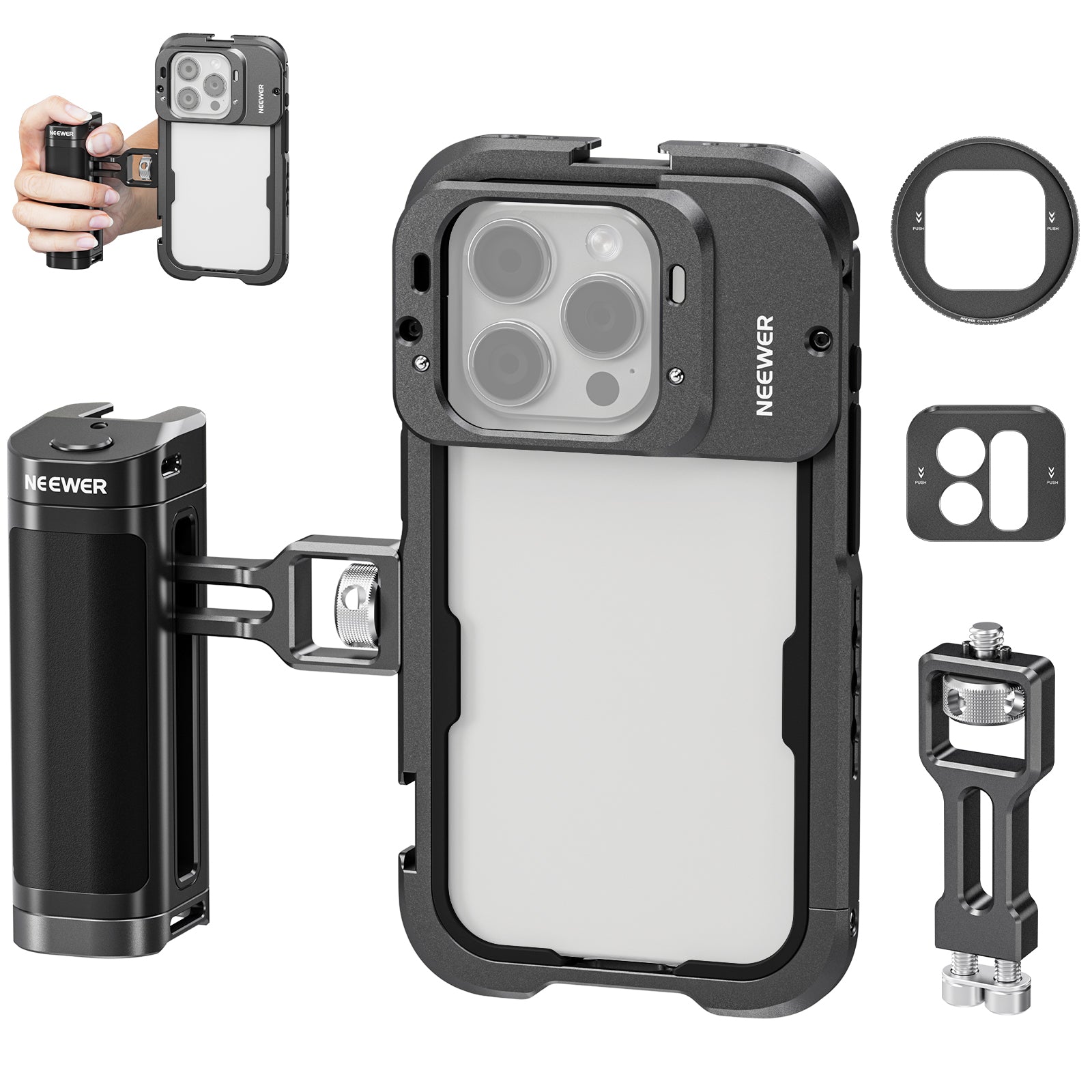 SmallRig Phone Cage for iPhone 15 Pro Max, Mobile Phone Video Rig  Stabilizer, Aluminum Alloy Smartphone Video Cage Case for Videography/Video