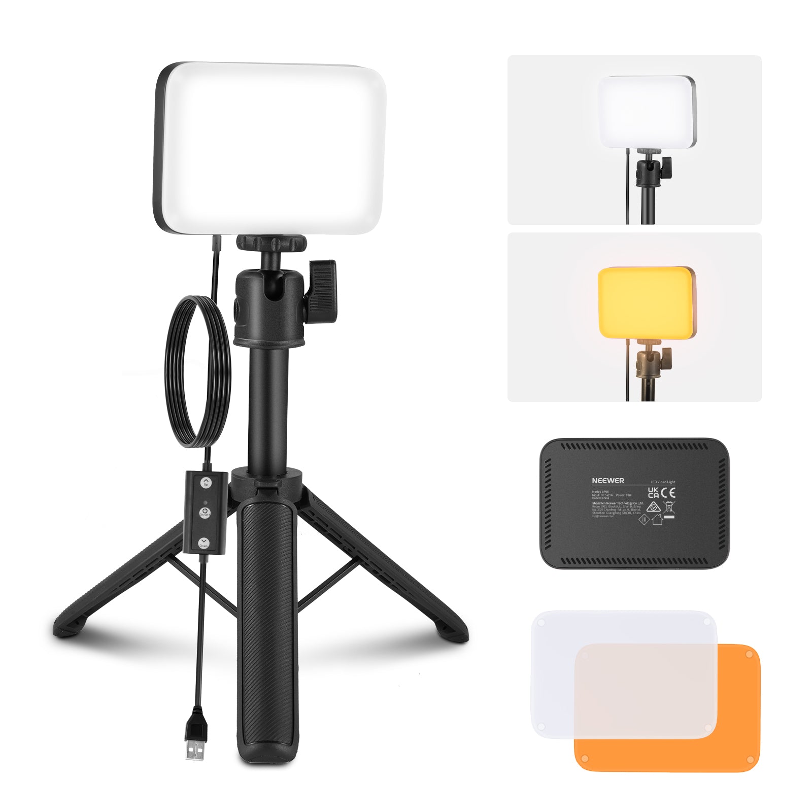 NEEWER BP66 2 Pack LED Panel Light with Mini Desk Stand