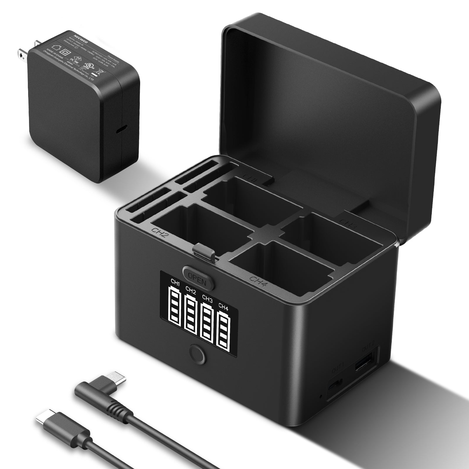 NEEWER NW-ZP4 2-in-1 Four Channel USB Battery Charger