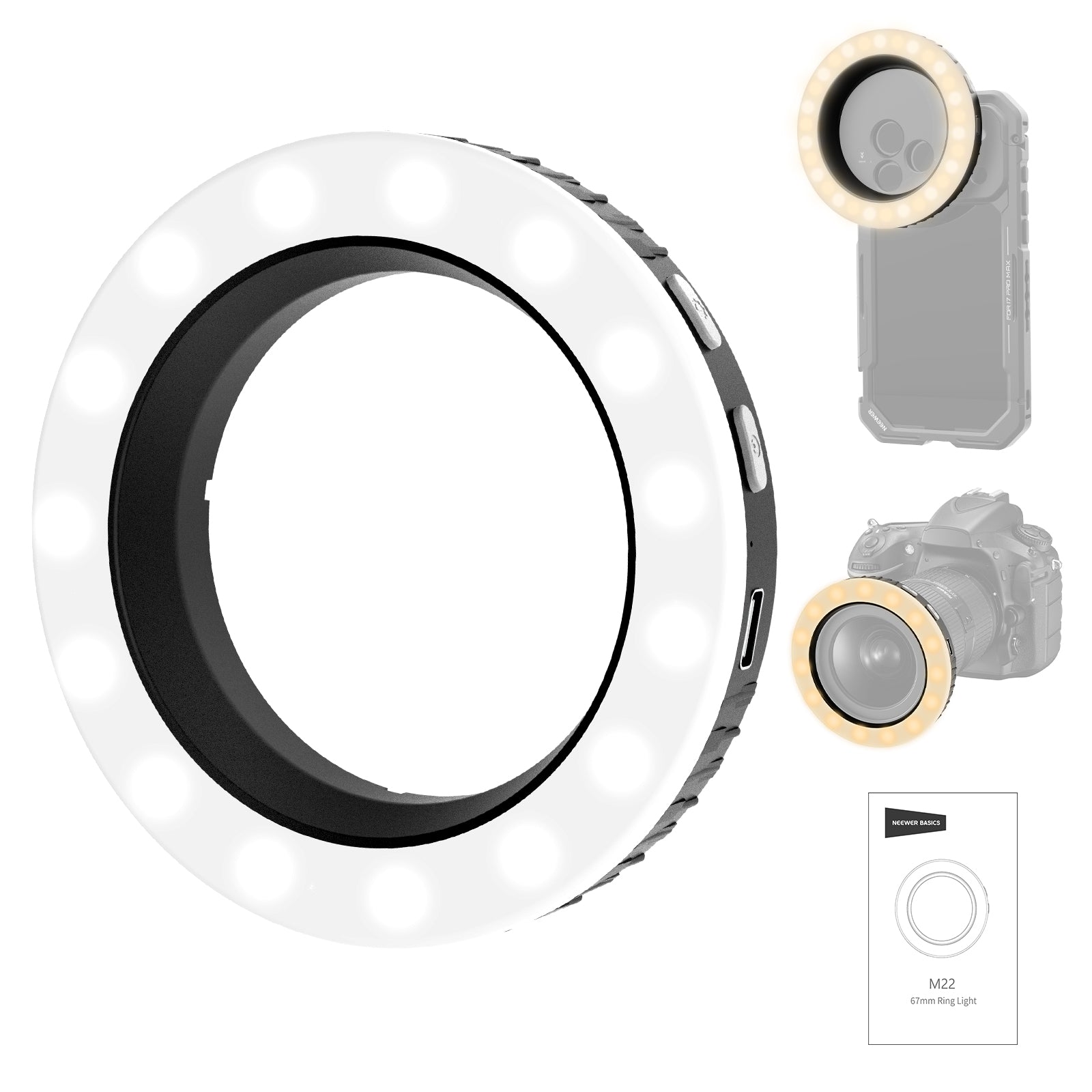 ring light phone case NEEWER M22 67mm Threaded Ring Light