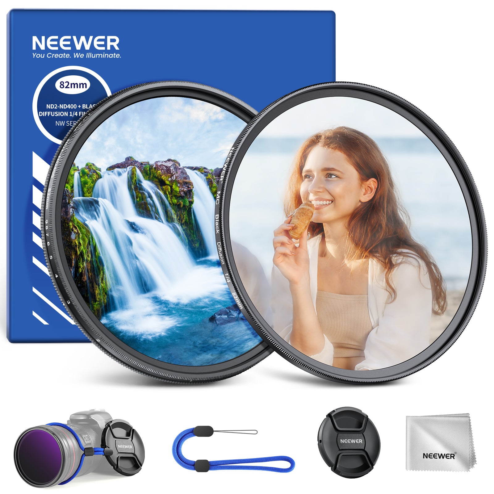 NEEWER Variable ND2-400 & Black Diffusion 1/4 Filter Set