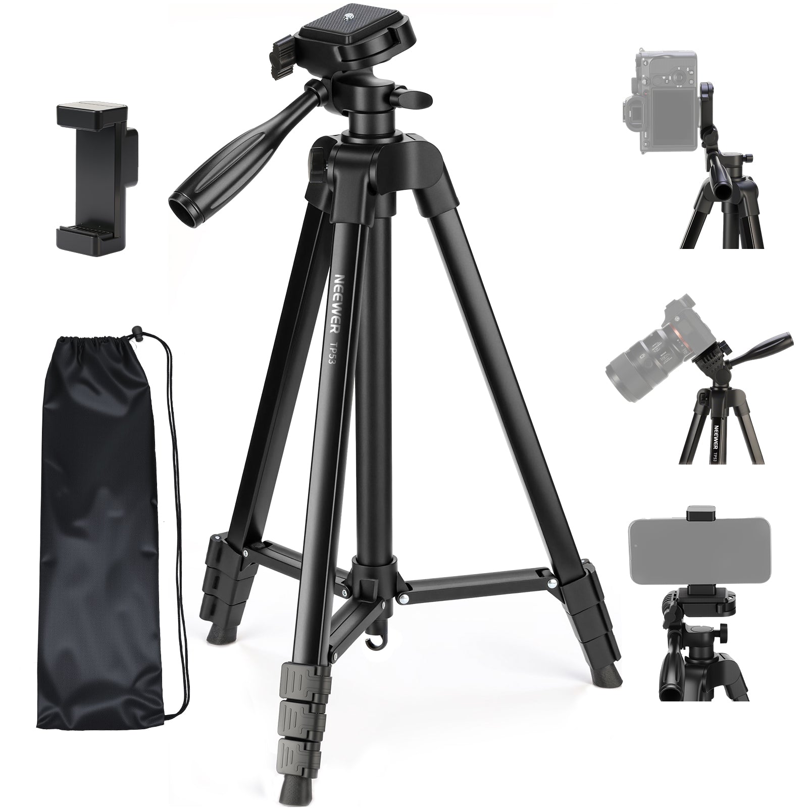 NEEWER TP53 Metal Travel Tripod with Enhanced Stability