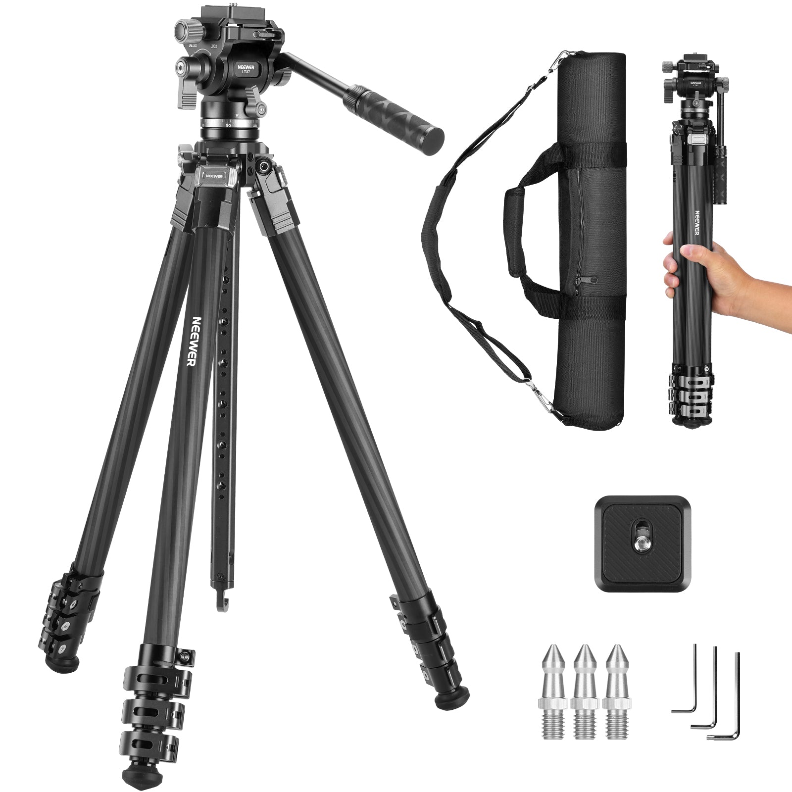 Neewer LT36/LT37 Carbon Fiber Travel Tripod