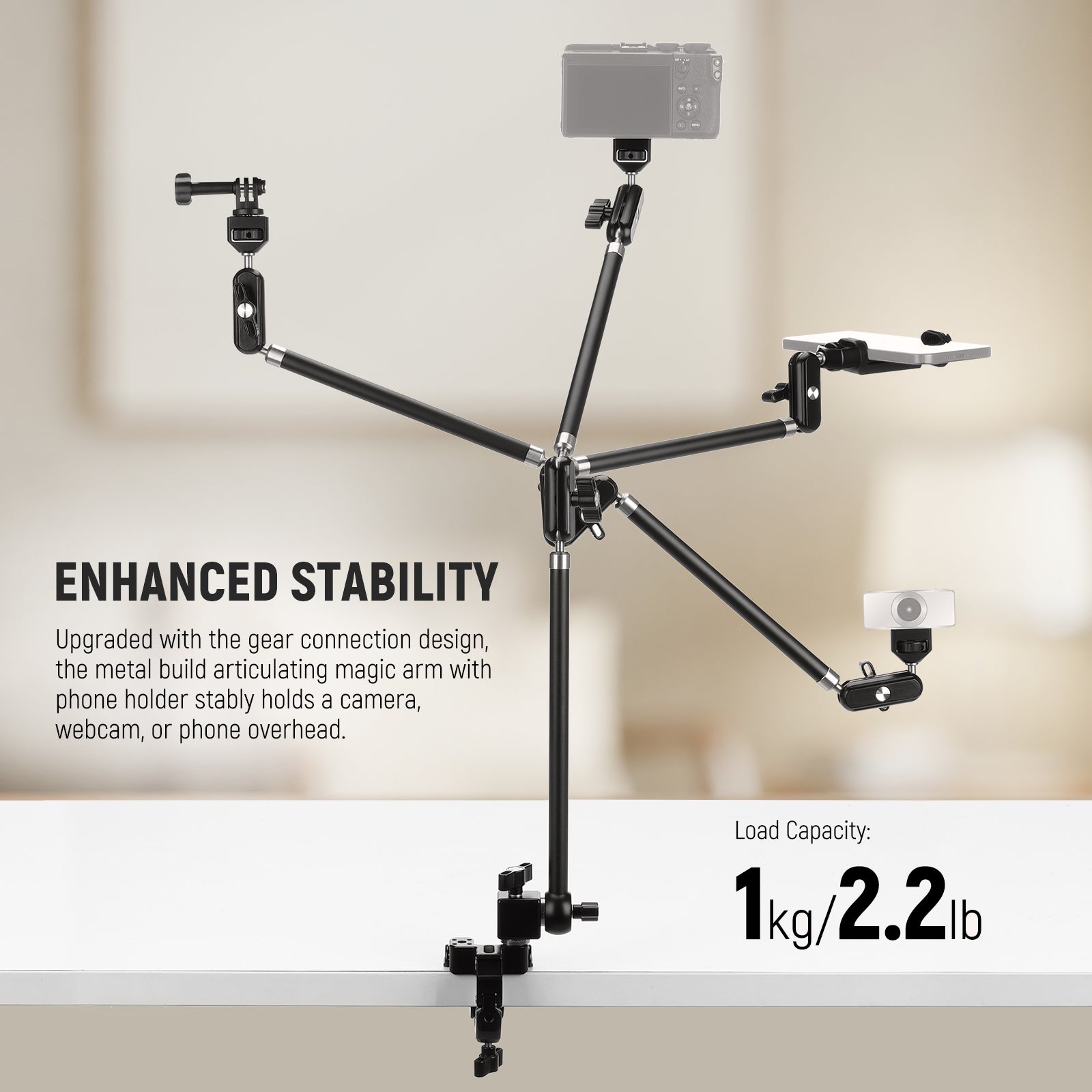 Neewer UA056 Articulating Magic Arm with Super Clamp - Thumbnail 5