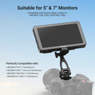 The field monitor mounted on DSLR camera with adjustable NEEWER MA023 camera monitor mount.