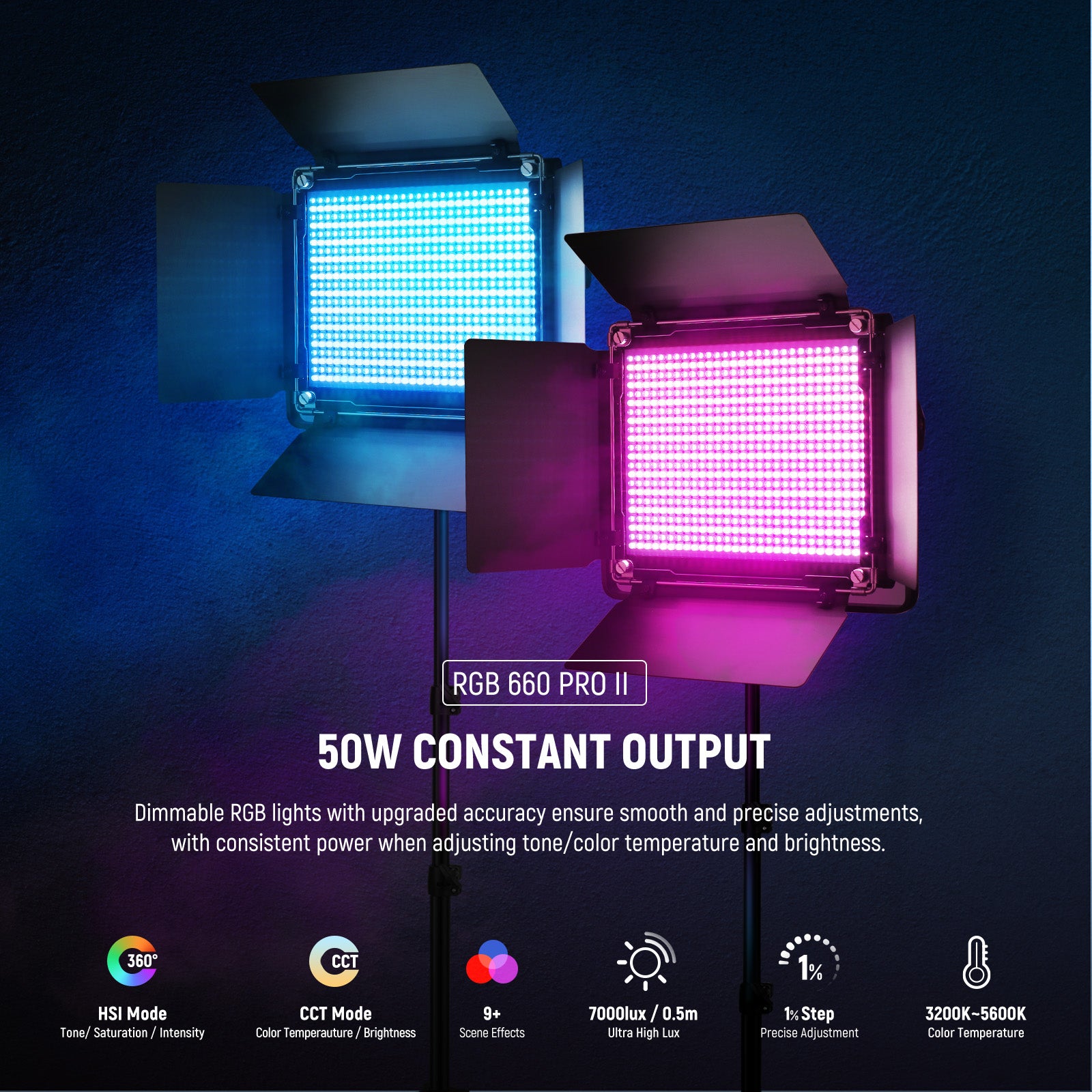 NEEWER RGB660 Pro 50W APP Control RGB LED Video Light