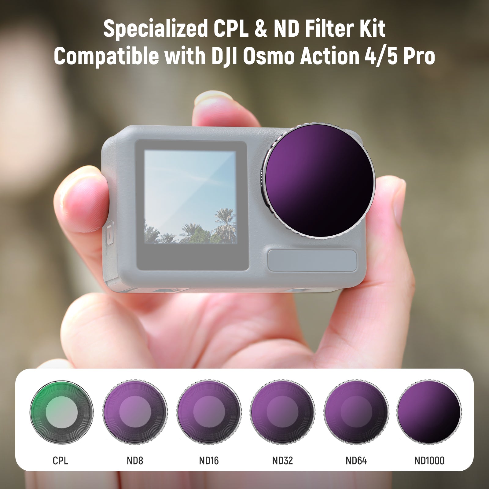 NEEWER 6 Pack Filter(ND+CPL) Set For DJI Osmo Action 4