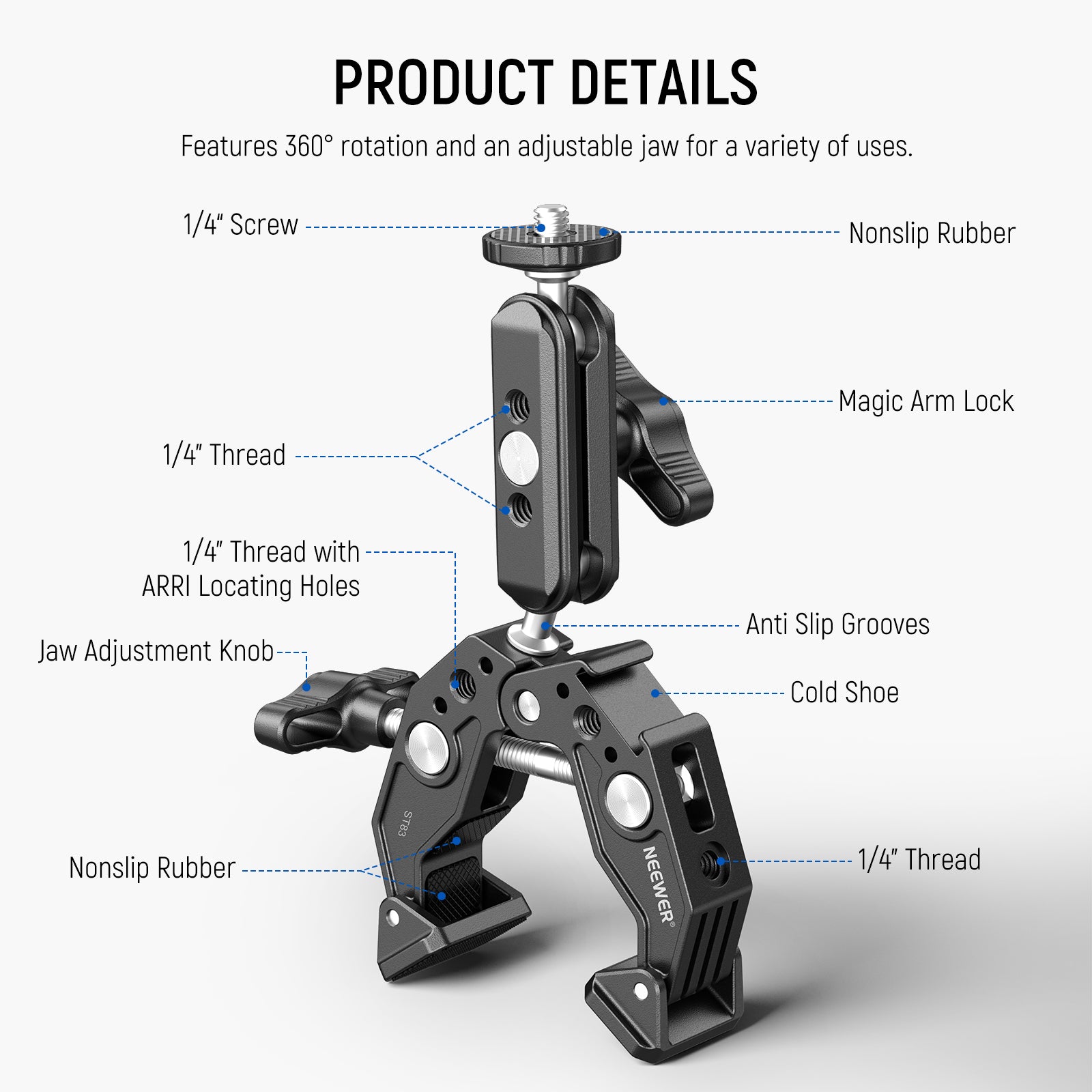 NEEWER ST83 Super Clamp with Magic Arm