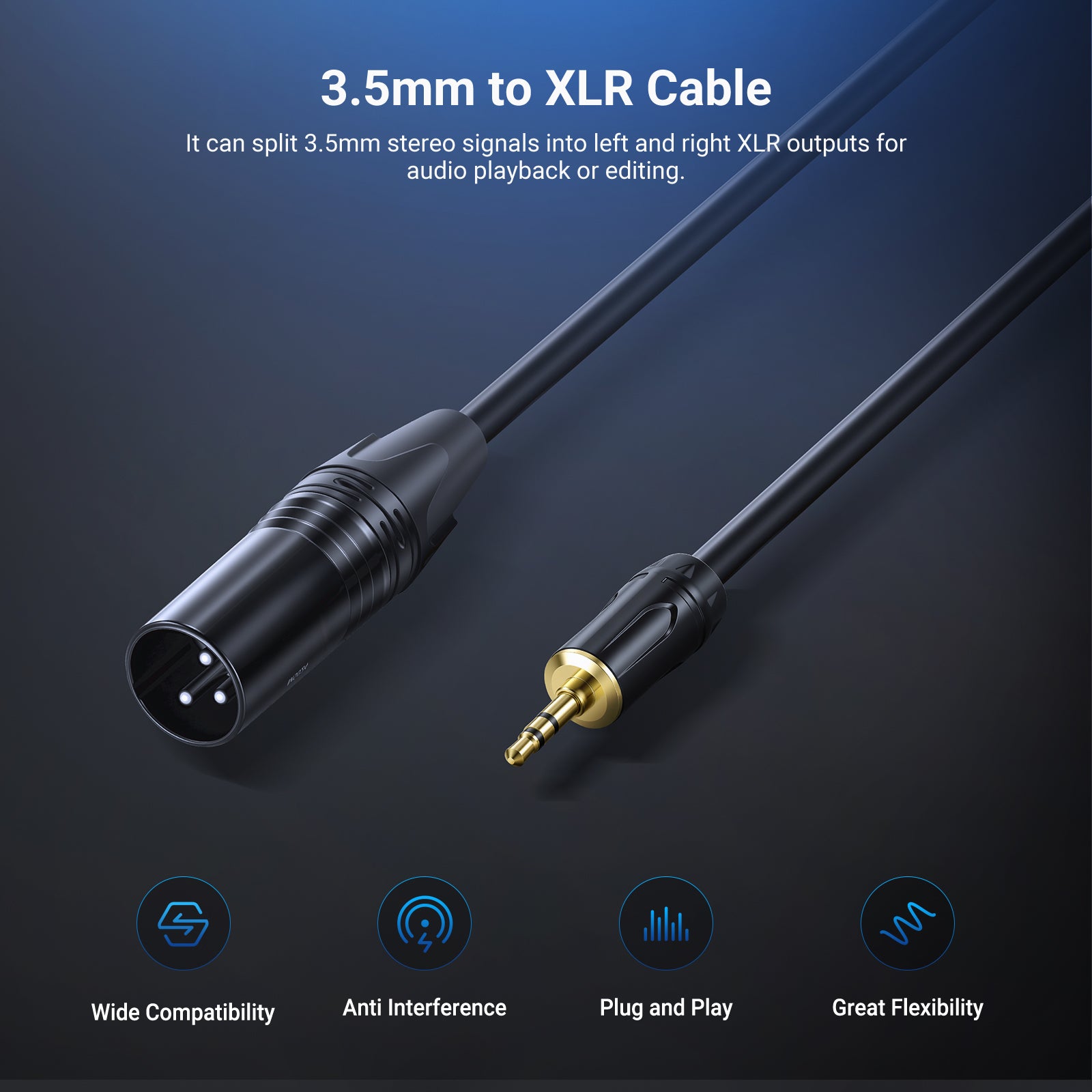 NEEWER MS023 3.5mm to XLR Male Cable