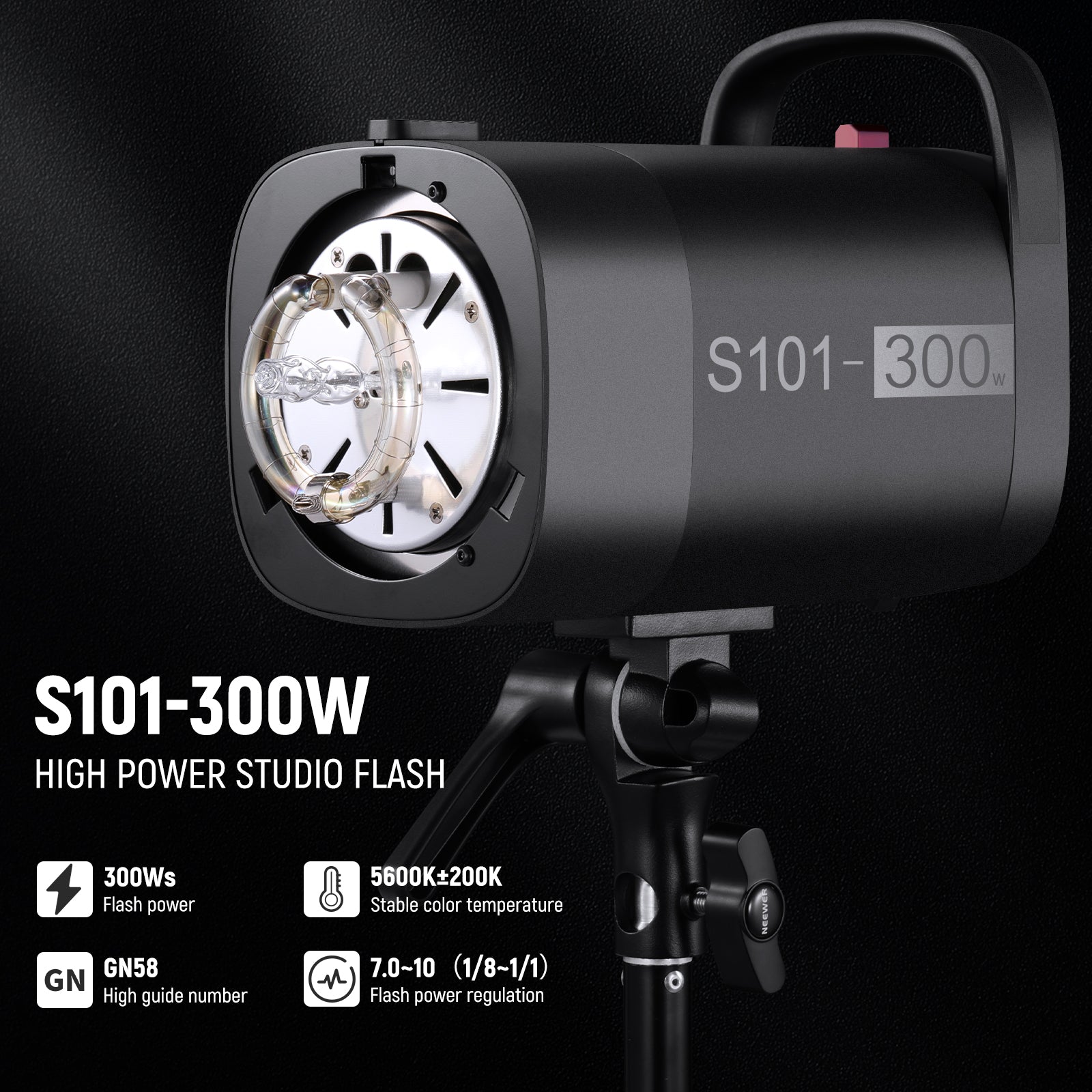 NEEWER 2 Pack S101-300W Studio Flash Light Kit