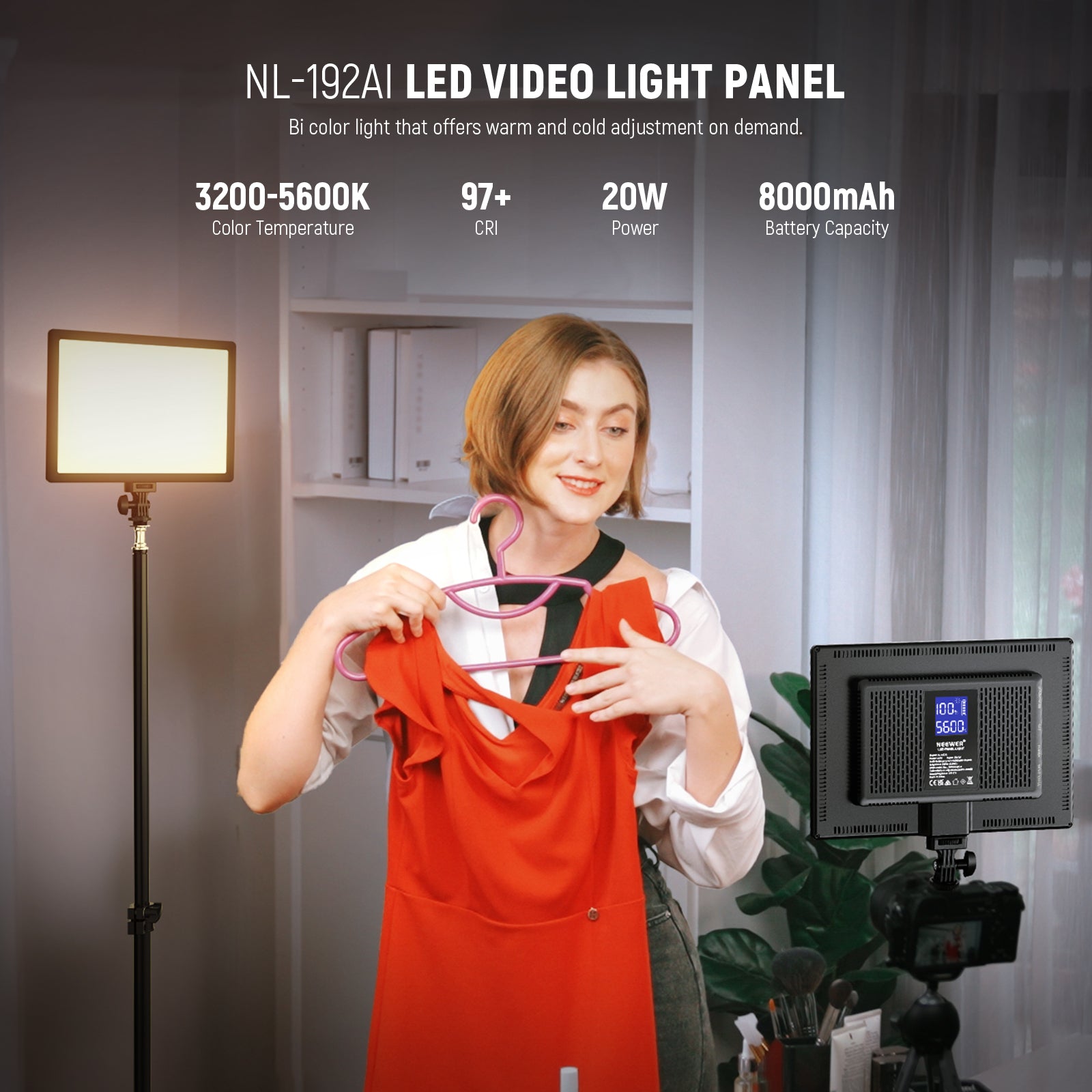 NEEWER NL-192AI Bi-Color Light Panel | Portable LED Light