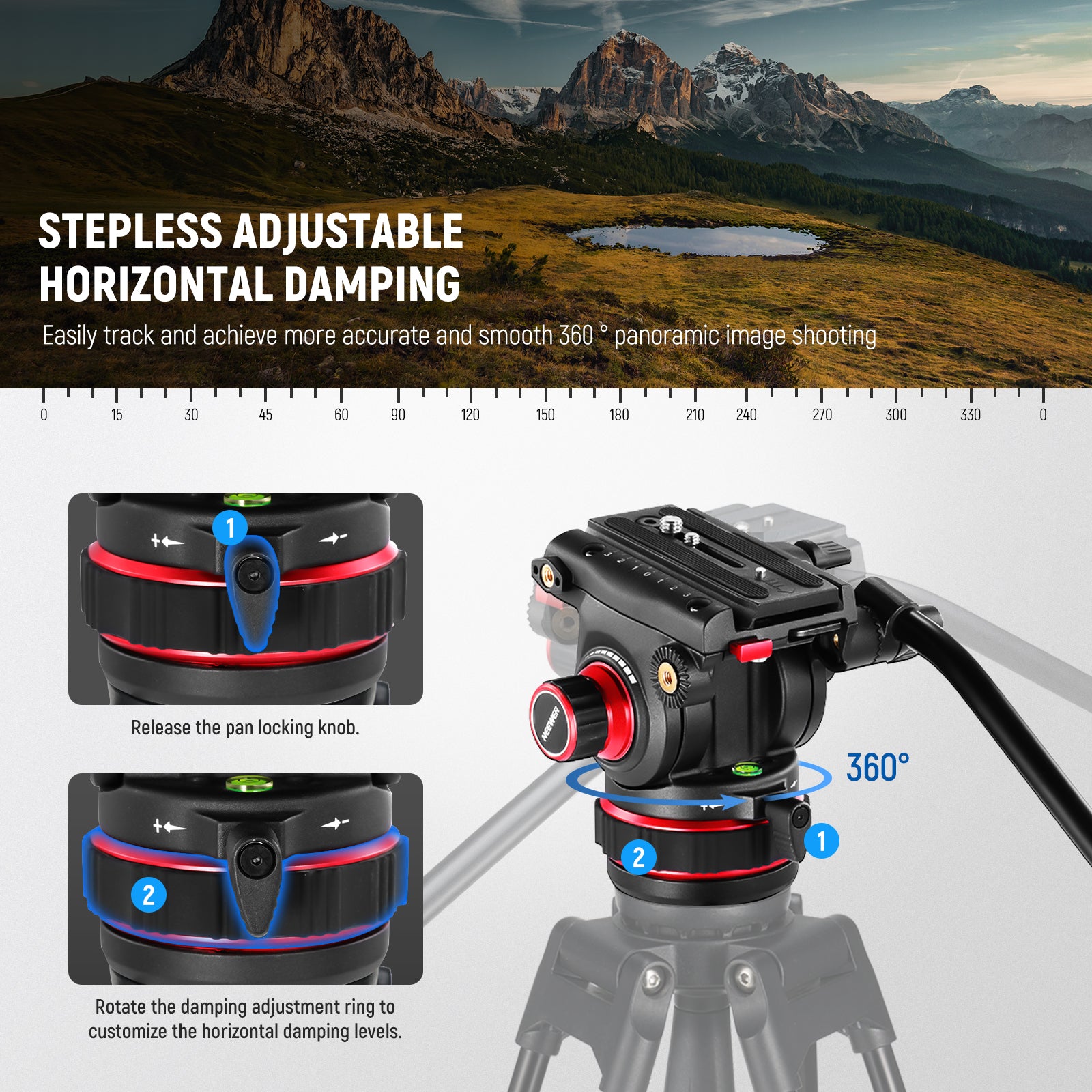 ビデオ雲台 NEEWER GM006 NEEWER GM006 Pro Heavy Duty Video Tripod Fluid Head