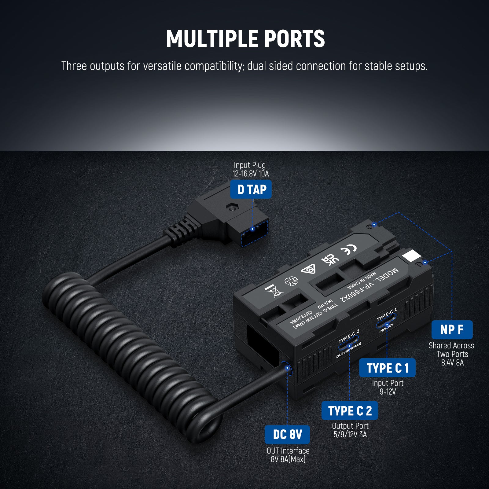 NEEWER VP-F550X2 Dual Sided Dummy Battery Adapter